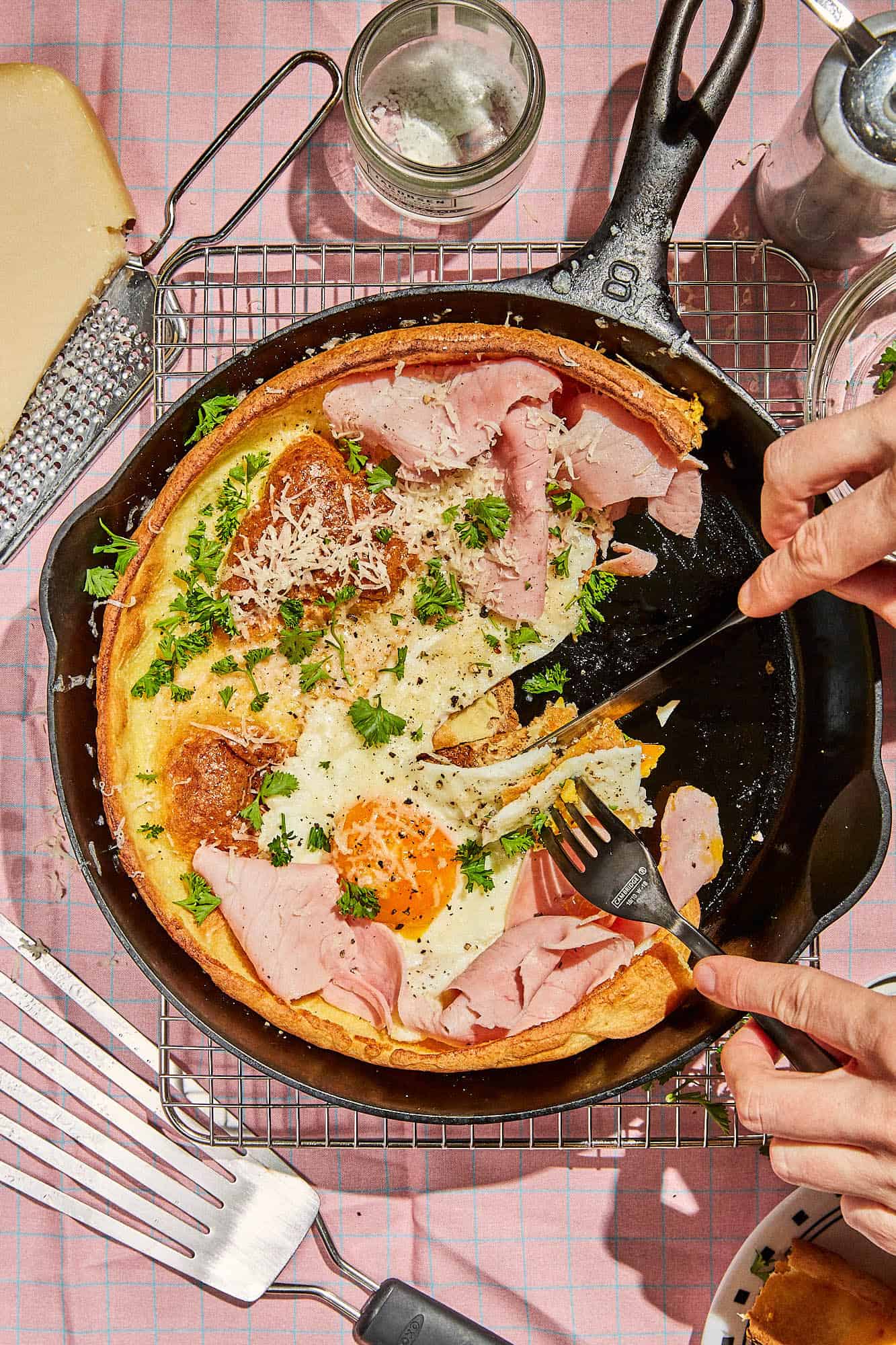 Dutch Baby with Ham, Egg and Cheese
